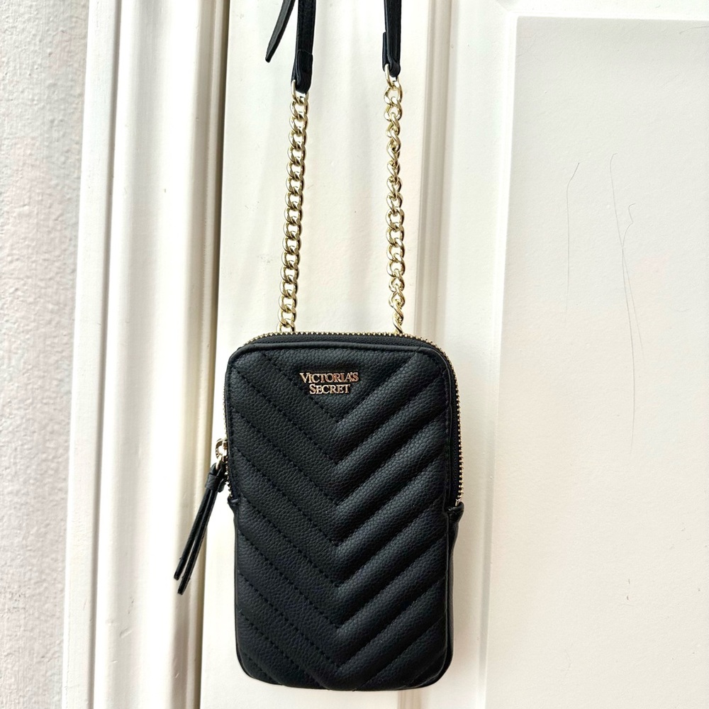 Victoria's Secret Black Quilted Crossbody Bag